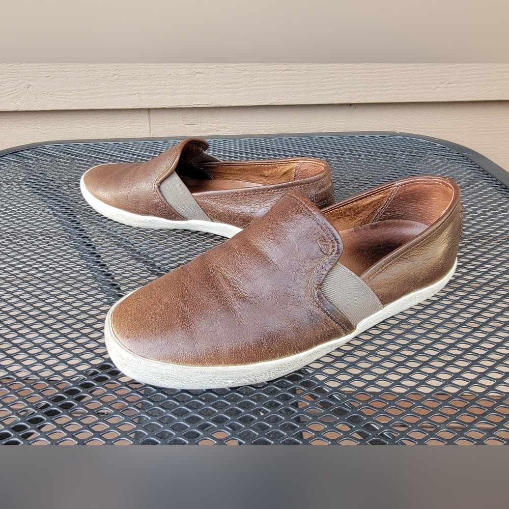 Frye Dylan Slip On Natural Oiled Leather Shoe Sz 8